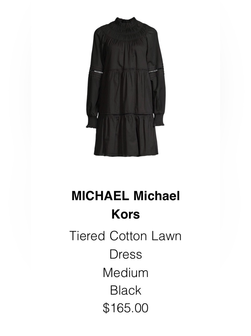 MICHAEL Michael Kors Black Tiered Long-Sleeve Kids Dress